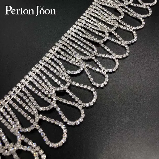 1 yard Long tassel crystal rhinestone fringe trim Silver crystal decorative  metal chain clothing accessories ML074 - Price history & Review, AliExpress Seller - Perlon joon Official Store