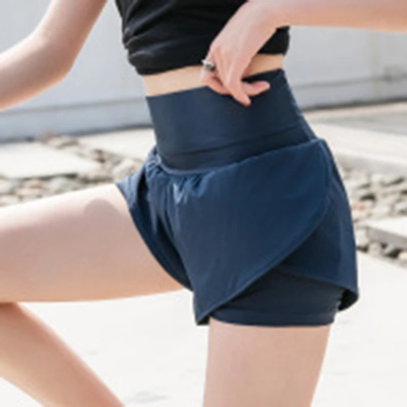 Women Sport Shorts Solid Color Quick Drying High Waist for Summer Yoga Fitness SEC88