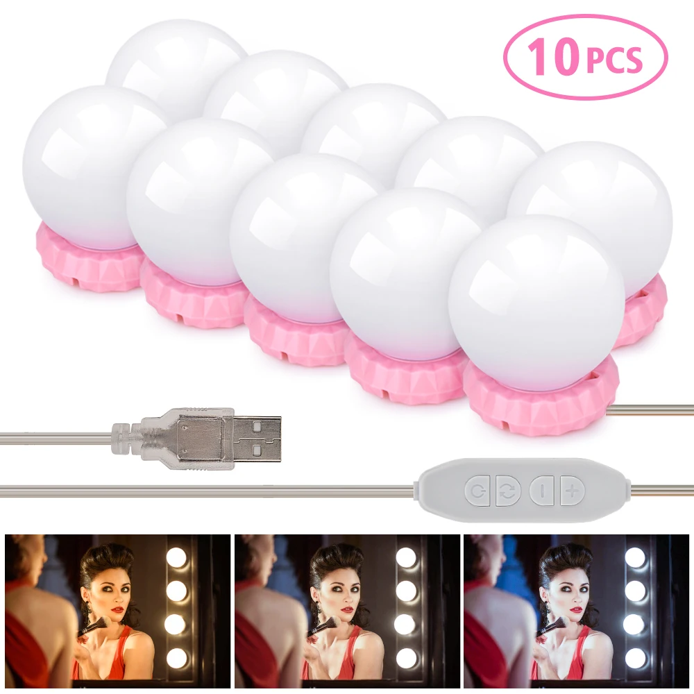 Makeup Mirror Light Bulb Hollywood Style LED Bulbs Kit Lighting Fixture Strip for Makeup Vanity Dressing 2