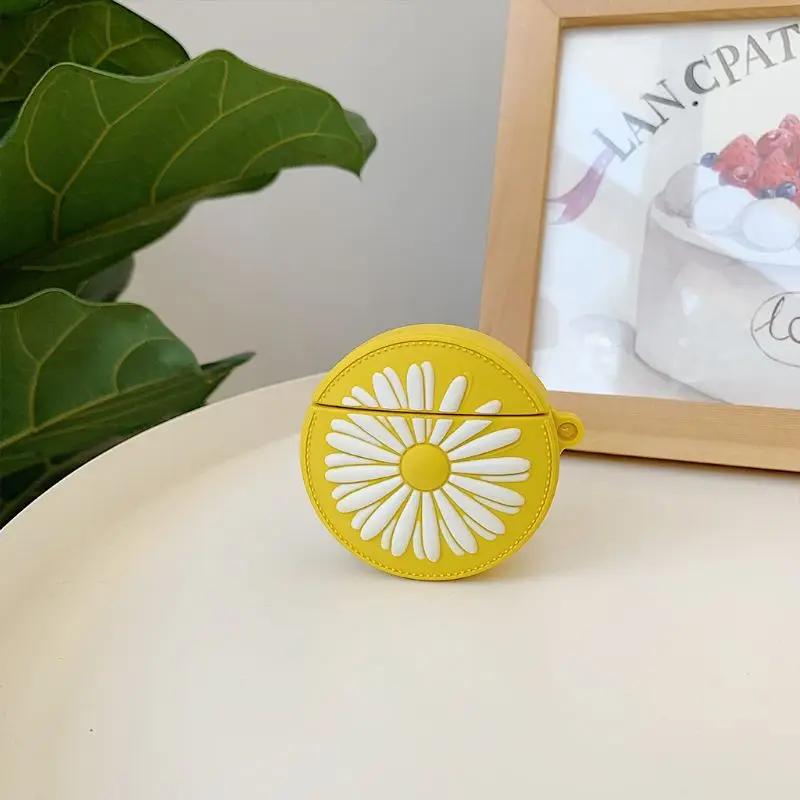 Beautiful Daisy Pattern Protective Case Silicone Cover for Airpods 1/2 Accessory for smart watch