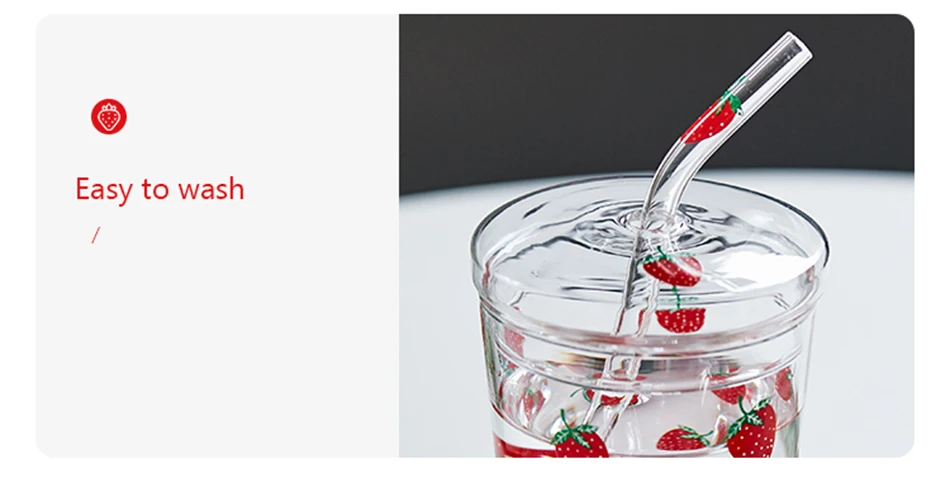 Kawaii Glass Strawberry Juice Cup - Limited Edition
