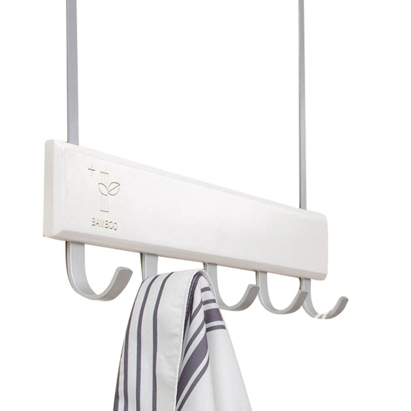 

EASY-Over Door Hooks Multifunction Hanging Rack Wooden Coat Hanger Door Hook Rack Wall Hanging Rack for Cloth Pants Hat Towel Pu