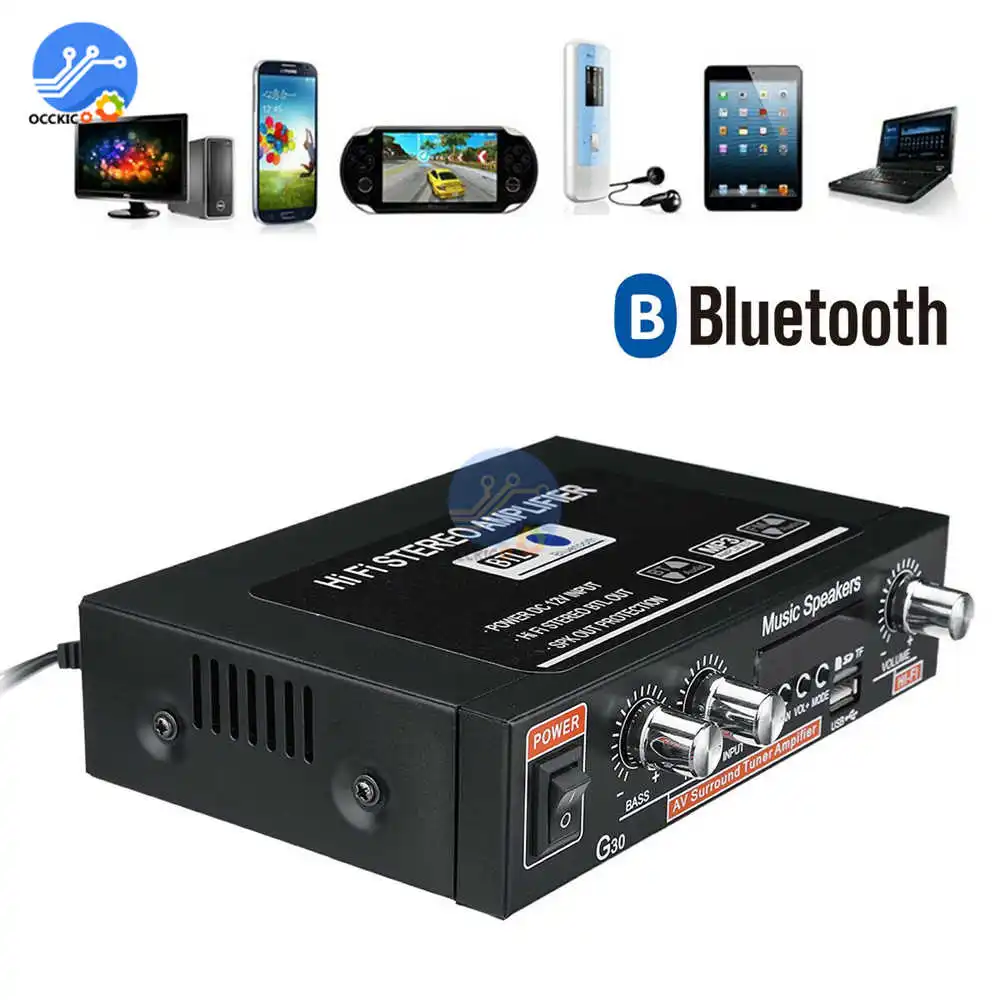 G30 цифровой домашний усилитель Bluetooth Hi Fi стерео сабвуфер музыкальный плеер