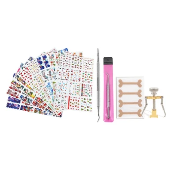 

60 Pcs Christmas Nail Art Stickers with Paronychia Nail Set Suit Nails Into the Meat Foot Care Toenail Sticker Tool