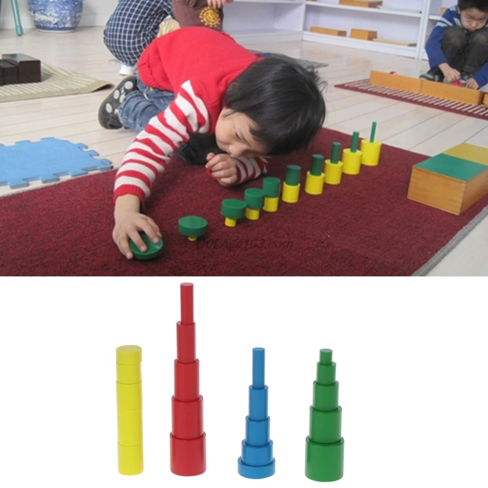 Popular Montessori Wooden Cylinders Educational Toys Kids Children Early Teaching Gift 3