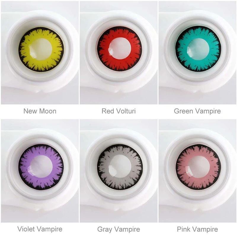 2 pieces/Pair Cosplay Halloween lentes de contacto de Color para los ojos maquillaje anual de contactos de Color de lente con lente contenedor