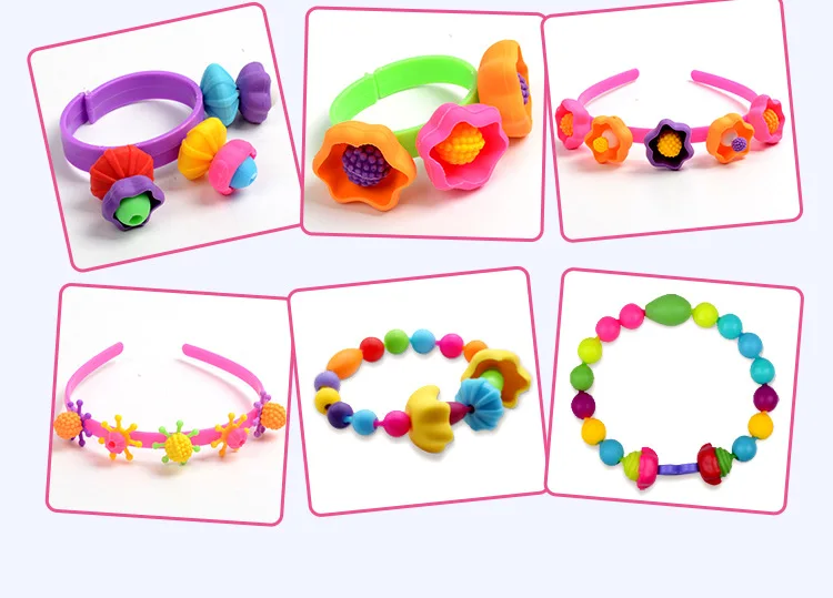 Boutique Boxed Educational Toy Popper Beads DIY String Beaded Bracelet Plastic Beaded Bracelet GIRL'S Toy