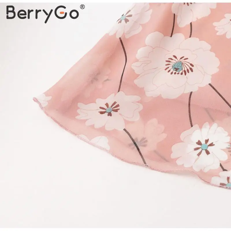 BerryGo винтажное платье в стиле бохо с цветочным принтом, женское повседневное весеннее шикарное вечернее платье с длинным рукавом, высокая талия, рабочая одежда, офисное женское платье