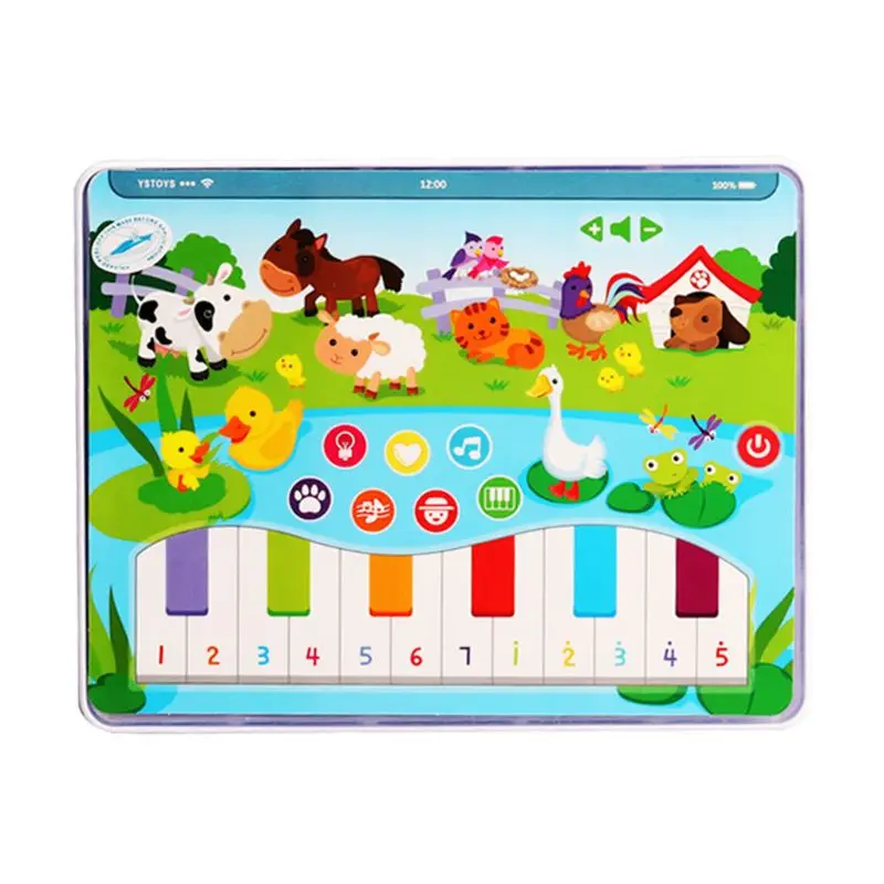 Забавный детский планшет с животными на ферме, Многофункциональная кнопка пианино, Ранние развивающие игрушки
