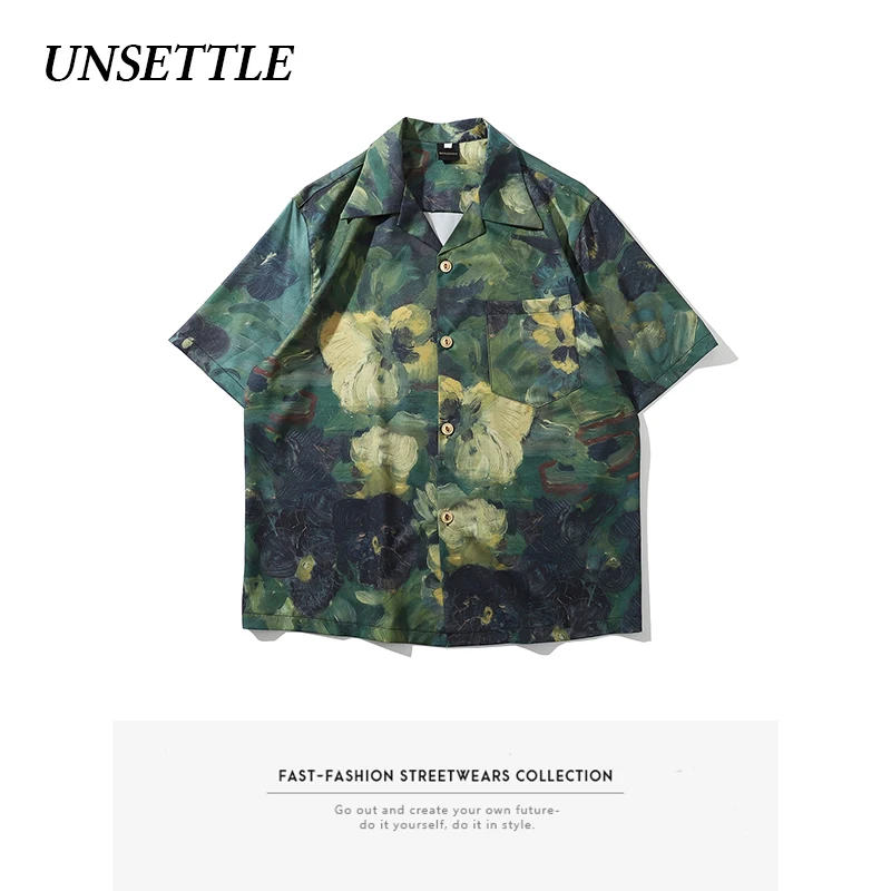 UNSETTLE 2020SS Harajuku Men Summer Streetwear Painting Print Hawaiian Shirts Hip Hop Fashion Casual Short Sleeve Tops Shirt UNSETTLE 2020SS Harajuku Men Summer Streetwear Painting Print Hawaiian Shirts Hip Hop Fashion Casual Short Sleeve Tops Shirt