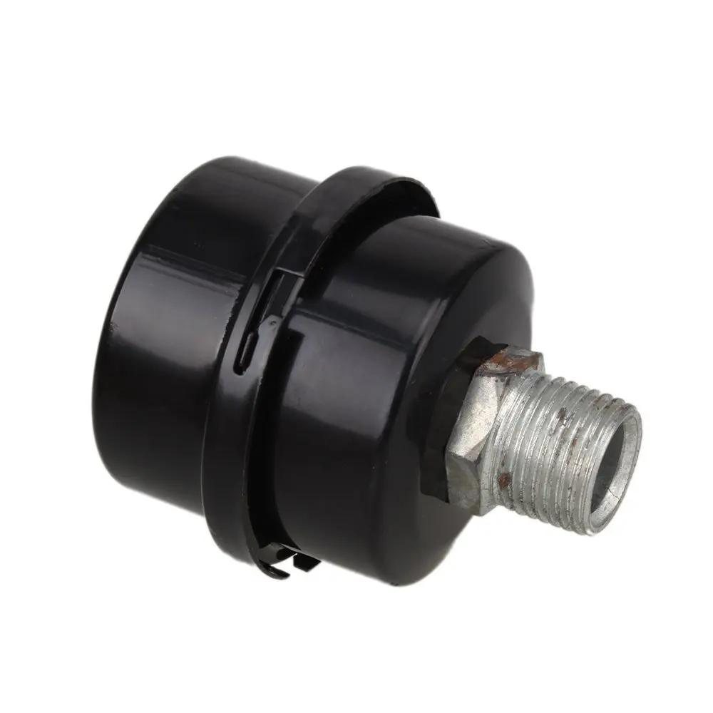 

1/2PT 20mm Male Thead Dia Air Compressor Intake Filter Silencer Muffler Black Metal Reducing Noise