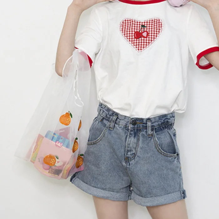 Женская сумка с фруктовым узором и вышивкой, Портативная сумка для покупок, для K-BEST на открытом воздухе