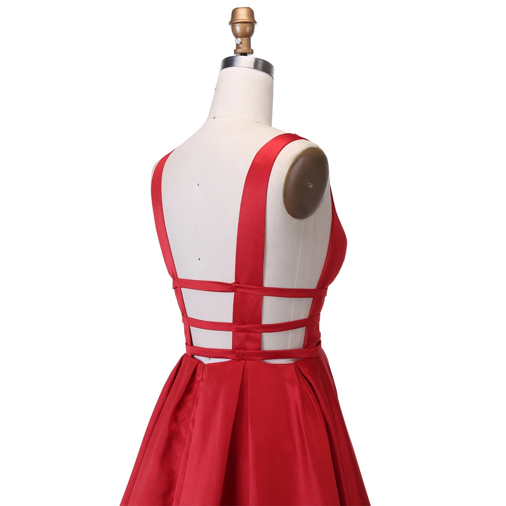 Sexy Red Evening Dress Long 2020 Elegant Satin Evening Gown Formal Abiye Prom Party Dress vestido longo festa  (5)