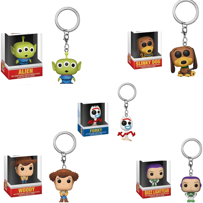 Disney Store Car Key Ring Chain Gift KeyChain Toy Story Woody Buzz Lightyear 4 L 