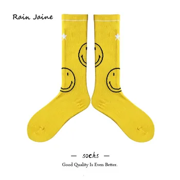 

Harajuku Funny Winter Cute White Cool Cotton Black Socks Long Women Fashion Kawaii Smiley Face Streetwear Hip Hop Yellow Casual