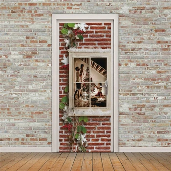 

2pcs/set Christmas Family Refrigerator Door Sticker Waterproof Wall Mural Decal 449C