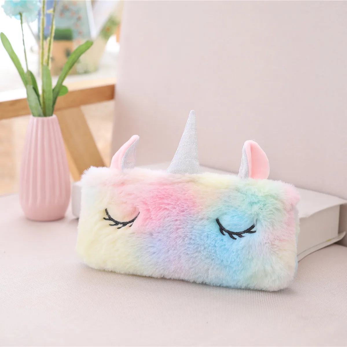 Creative Kawaii Unicorn Plush Coin Purse Soft Cartoon Animal Pencil Case Lovely Unicornio Gift Bag for Girls Kids Children - Цвет: colorful