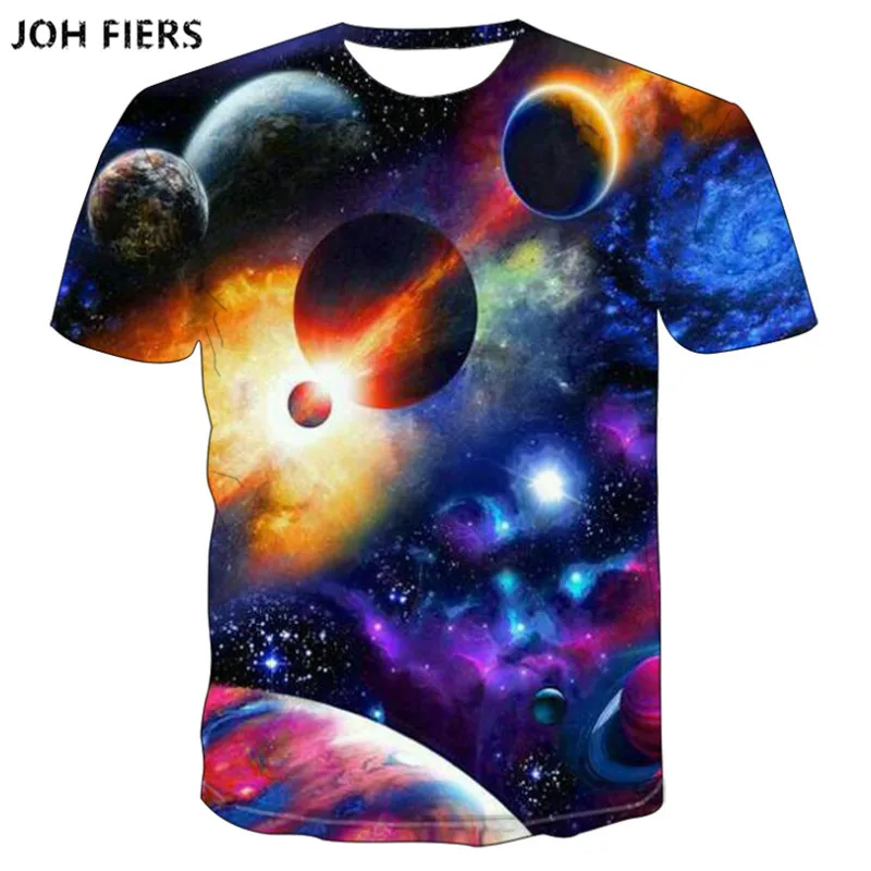 

2019 Summer Style Men T Shirt 3D print Star Galaxy Universe Space Printing Clothes for Men Short Sleeved Top Tees T-shirt S-6X