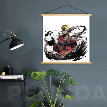 

Print Nordic Wall Art Canvas Animation Naruto Home Decoration Picture Wooden Scroll Hanging Paintings Posters For Living Room