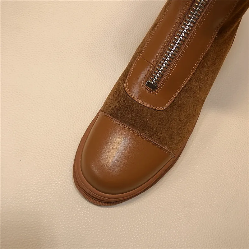 Meotina/зимние ботинки на натуральном меху; женские ботильоны из натуральной кожи на плоской платформе; теплая плюшевая обувь на молнии; женская обувь; размеры 34-39