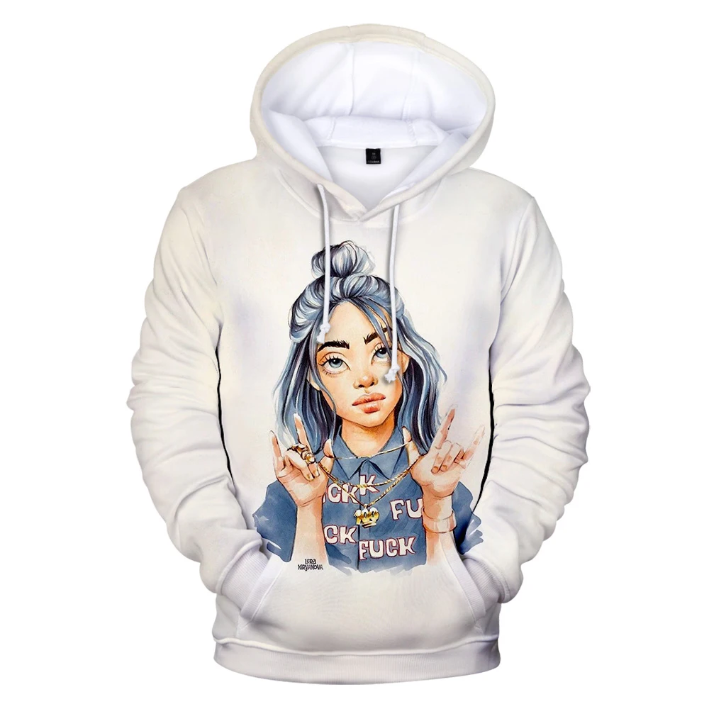 Billie Eilish, модная 3D популярная худи, женская и Мужская Новая толстовка, осенний и зимний пуловер, 3D золотая рубашка для мальчиков и девочек