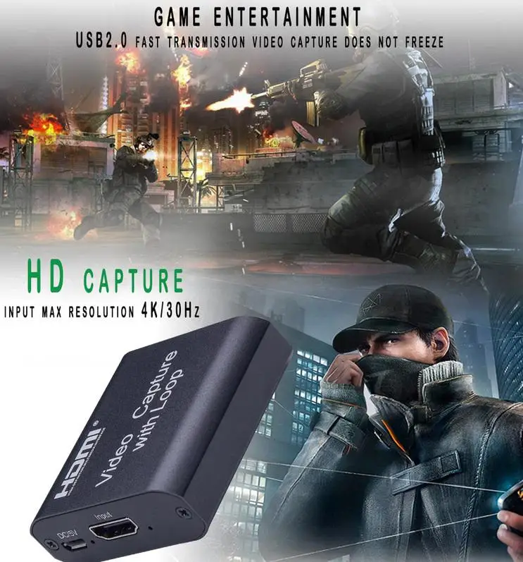 

1080P 4K HDMI Video Capture Device HDMI To USB 2.0 Video Capture Card Dongle Game Record Live Streaming Broadcast Local Loop Out