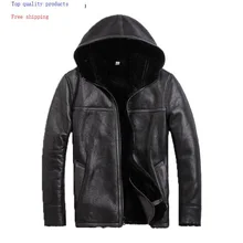 Мужская куртка из натуральной кожи, теплое зимнее пальто из овечьей шерсти размера плюс, винтажная куртка из овчины, кожаные пальто KJ2913