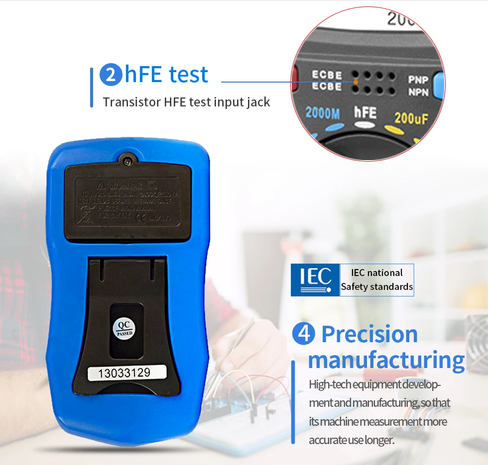 indutância digital, teste hfe com indutância de