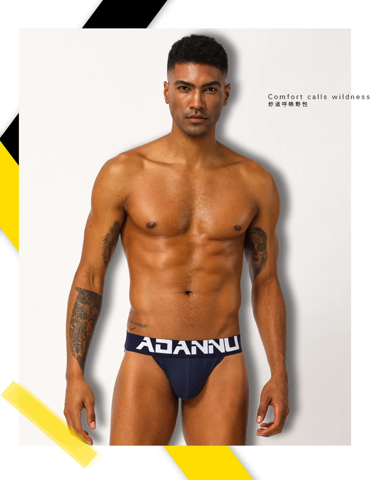 boxers and briefs ADANNU Men's Underwear Men Sexy Briefs Jockstrap Pouch Cuecas Man Cotton Panties Thongs Mesh Underpants Gay Slip Homme Srting briefs underwear