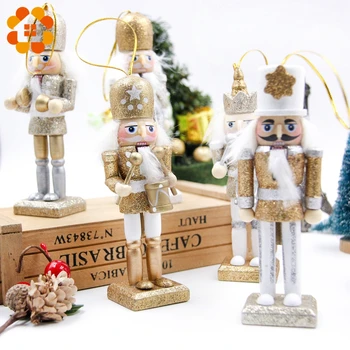 

5pcs Creative Nutcracker Puppet Desktop Gifts Toy Decor Wood Handmade Christmas Ornaments Drawing Walnuts Soldiers Band Dolls