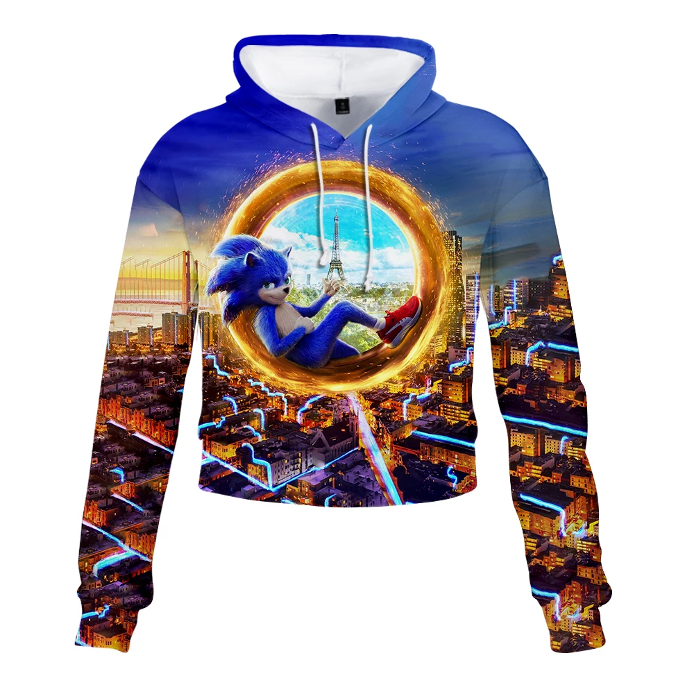 2019 Sonic The Hedgehog женский сексуальный милый укороченный топ худи принт змеи harajuku