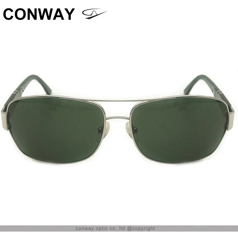 Billig Conway Rechteckigen Pilot Sonnenbrille für Männer Military Stil Sonnenbrille Anti Glare Fahren Gläser Metall Ruhm Unzerbrechlich Arme