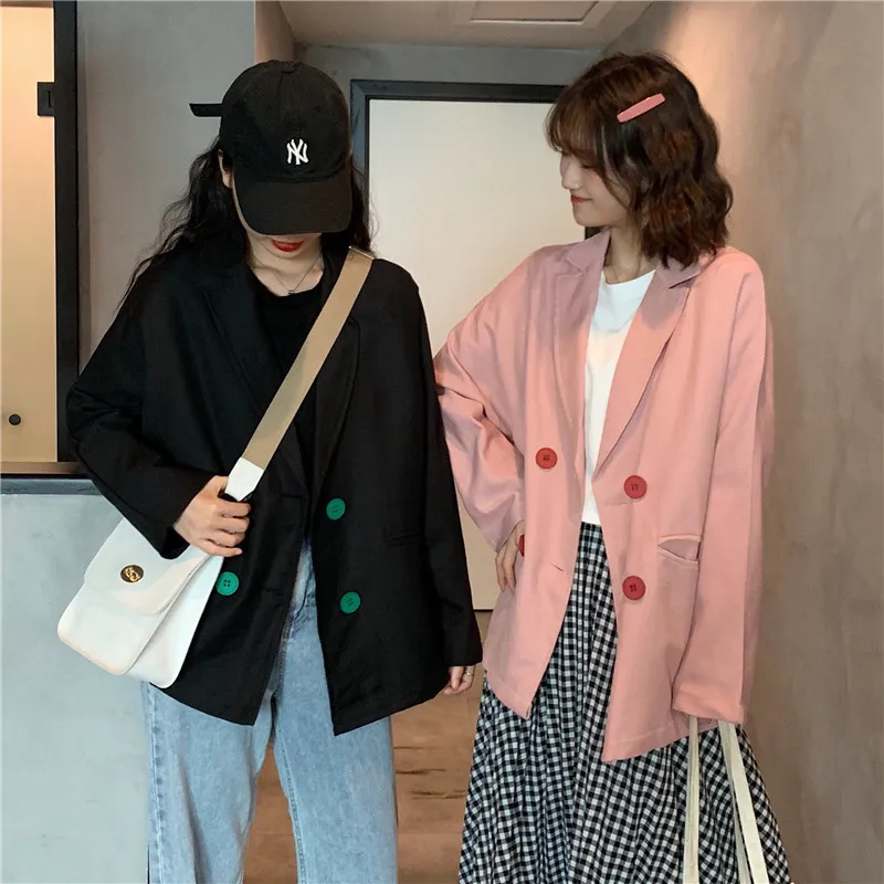 

Photo Shoot Net Price New Style Korean-style Hong Kong Style Sense of Design Loose-Fit Versatile Elegant Contrast Color Buckle S