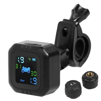 

M6 Motorcycle TPMS Wireless Tire Pressure Monitoring System LCD Display Alarm Internal or External Th/Wi Sensor