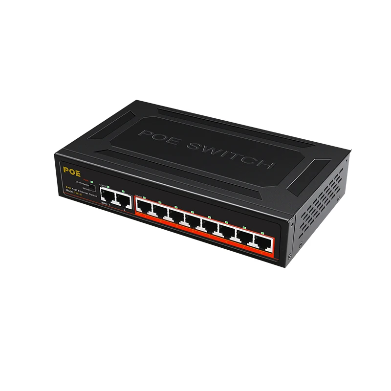 Poe Switch Mais Rápido Ethernet Switch Ieee 802.3af at com Energia Interna & Proteção contra Raios & Isolamento Vlan 93w 10-porto Comutadores de rede - Imagem 6
