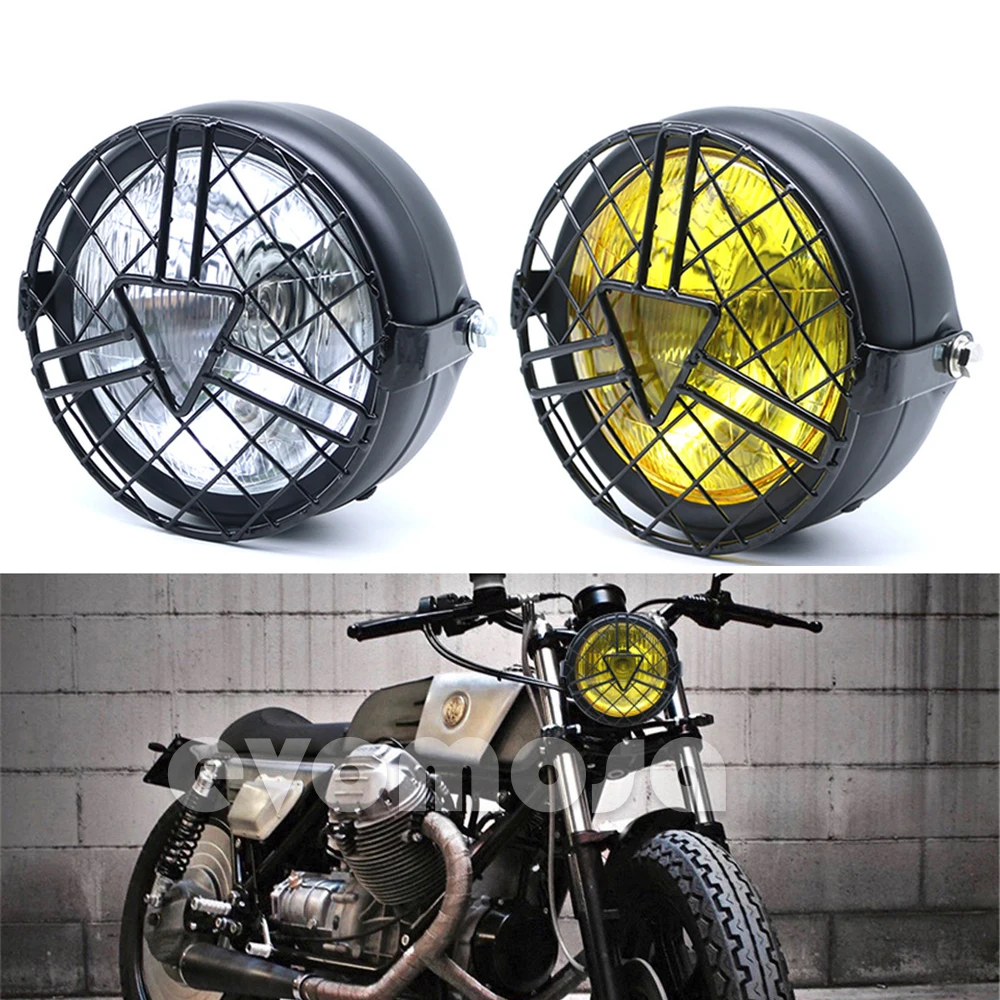 

Universal Motorcycle Head Lamp Lampshade Grill Cover Retro Vintage Bracket Mask Mount Headlight for Harley Cafe Racer Bobber