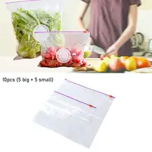 Aliexpress - 10Pcs/Set Reusable Fresh Zipper Bag Freezing Heating Food Saran Wrap Storage Bag Ziplock Mylar Plastic Bags Kitchen Accessories