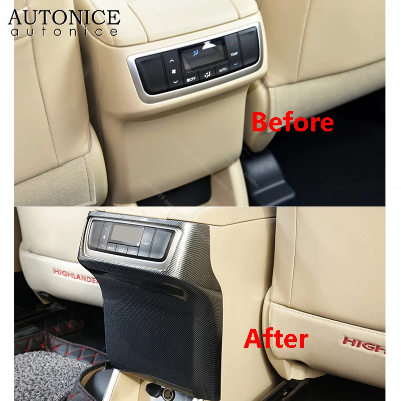 Углеродное волокно цвет задний удар коврик воздуха на выходе отделка для toyota Highlander Kluger