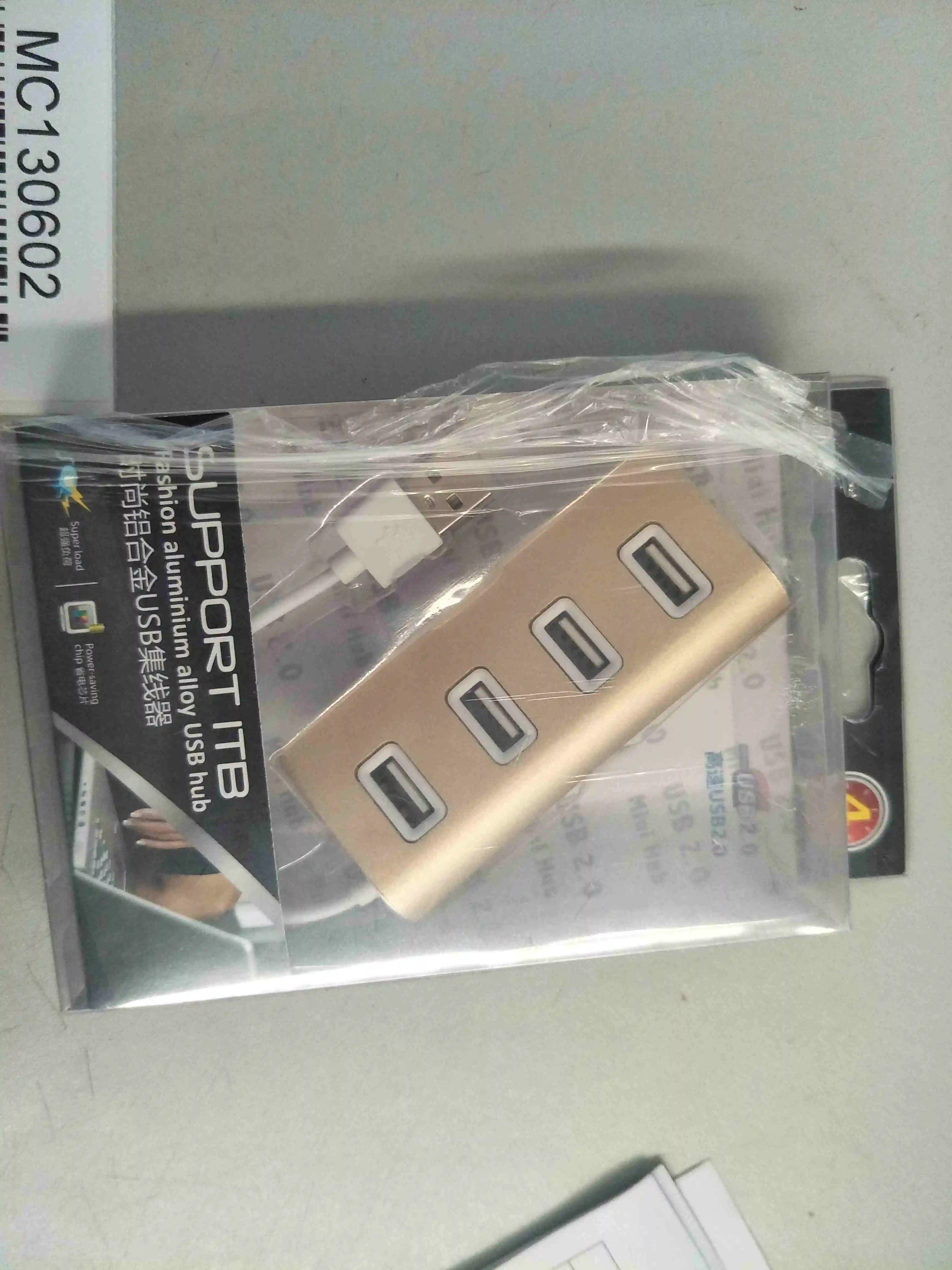 Высокоскоростной концентратор USB 2,0 type-c из алюминиевого сплава 4 usb-порта - Цвет: gold