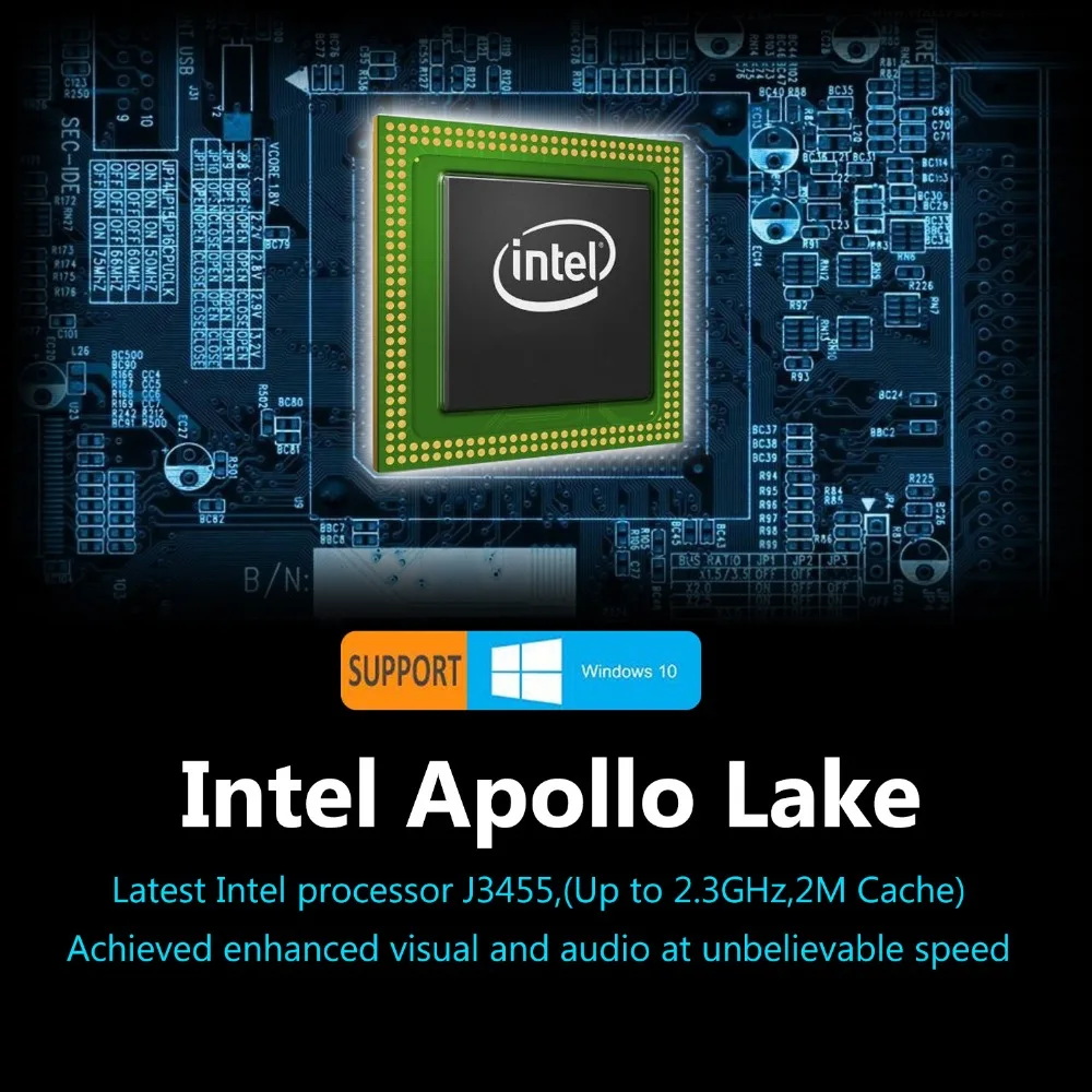 MA01 Apollo Lake Celeron J3455 windows10 Мини компьютер LPDDR4 4G 64G bluetooth 4,2 Поддержка M.2 HDD 1000M lan windows 10 Мини ПК