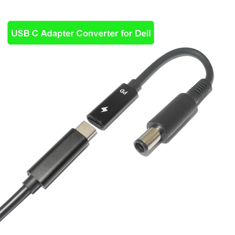 Conector de Energia Usb tipo c para Computador Conector de Plugue Macho Dell para 7.4*5.0 mm e Carregador de Laptop para Dell Latitude - Imagem 2