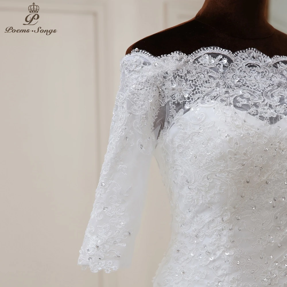 Real photo New Elegant Half sleeve mermaid wedding dress marriage dress robe de mariee vestido de noiva sereia wedding gowns