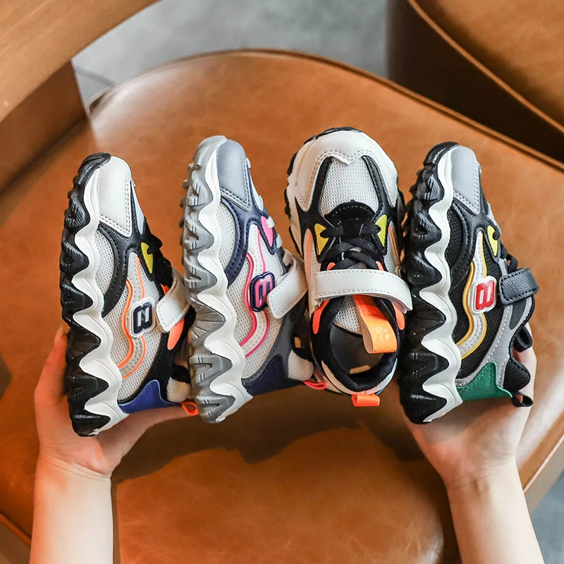 

Children Sports Shoes 2020 Spring New Style INS Contrast Color Men And Women Children Breathable Mesh Running Shoes Children Hea