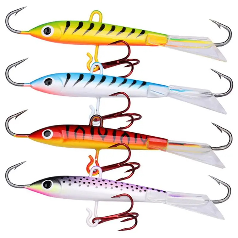 

4pcs/Set Minnow Ice Fishing Lure 18g 8cm Hard Artificial Bait Jigging Lure Balancer For Winter Fishing Carp Pike Wobbler