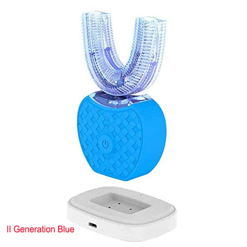 360 градусов Автоматическая звуковая электрическая зубная щетка силиконовая ультра Звуковая электронная зубная щетка USB перезаряжаемая 4 режима очиститель зубов - Цвет: II Generation Blue