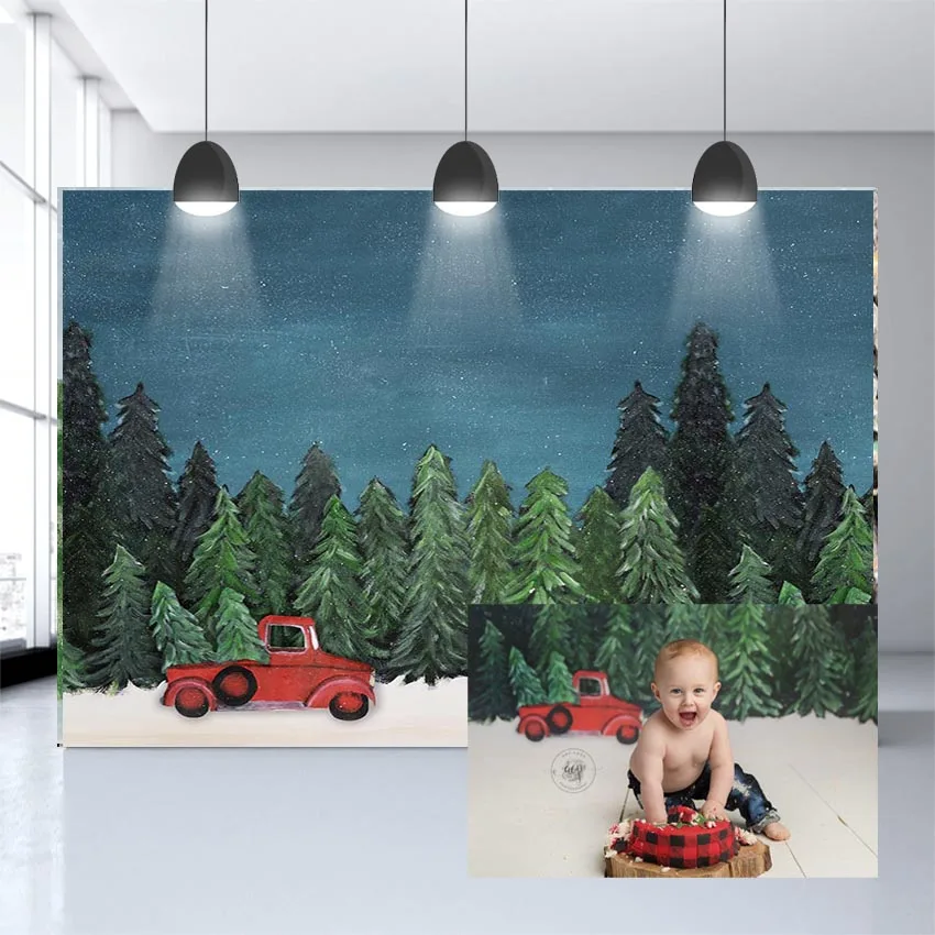 

Mehofond Newborn Winter Forest Backdrop Christmas Snow Tree Starry Sky Baby Shower Portrait Photography Background Decor Props