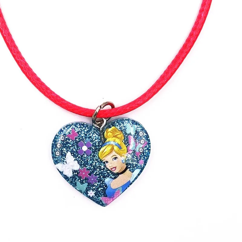 1Pcs Hot sale Cute Belle Elsa Princess Necklace Choker Rope Children Jewelry Kids Fashion Accessories For Girls Birthday Gifts - Metal Color: Silver Plated