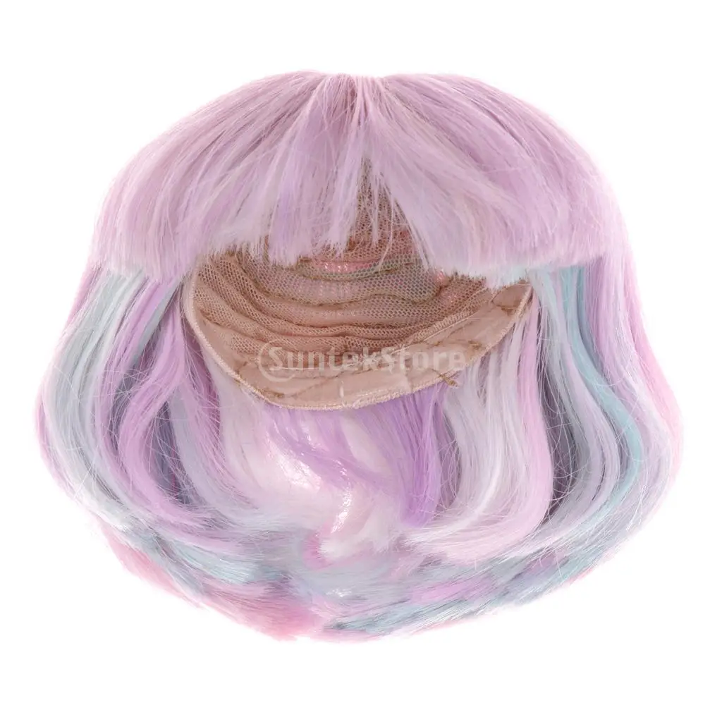 Stylish Short Straight Wig For 1/3 BJD Blythe Doll DIY Making Light Purple