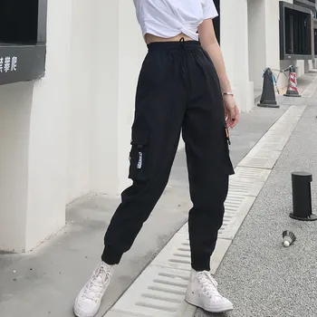 

Hot Big Pockets Cargo pants women High Waist Loose Streetwear Baggy Tactical Trouser hip hop high quality joggers