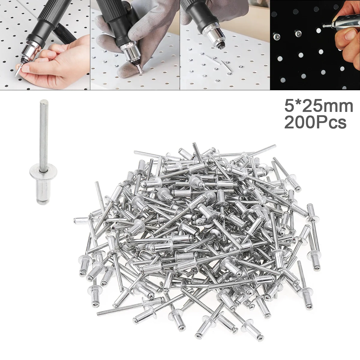 200pcs M5x10mm Aluminium Rivet Gun Core Pulling Riveting Break Mandrel Nail with Mushroon Head and Polished Chrome Surface | Инструменты